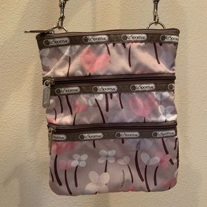Lesportsac Crossbody Tan Pink Floral Crossbody Bag